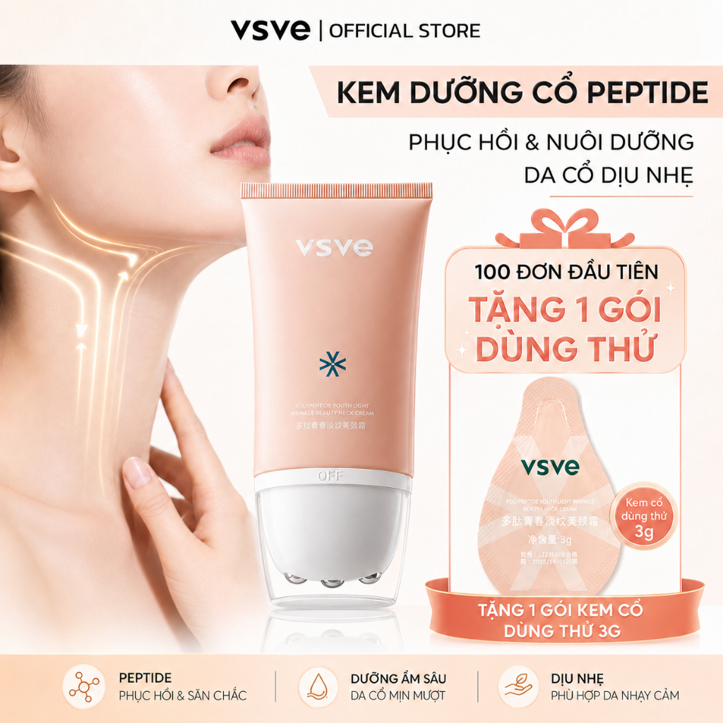 【VSVE】Kem Dưỡng Cổ Peptide Giảm Nếp Nhăn Làm Săn Chắc Dưỡng Ẩm Chăm Sóc Cổ Kem Làm Trắng 120g