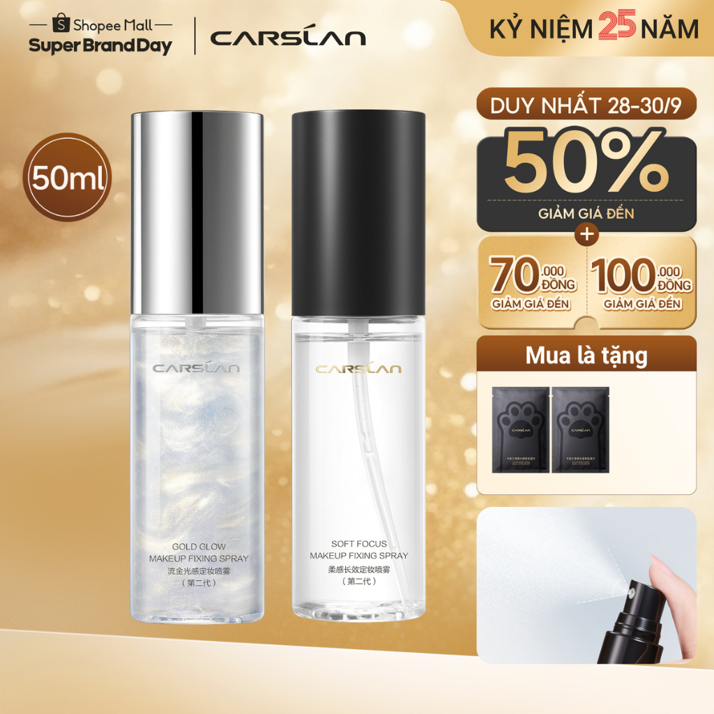 Xịt khoá nền trang điểm CARSLAN lâu trôi và kiểm soát dầu trên da 50ml