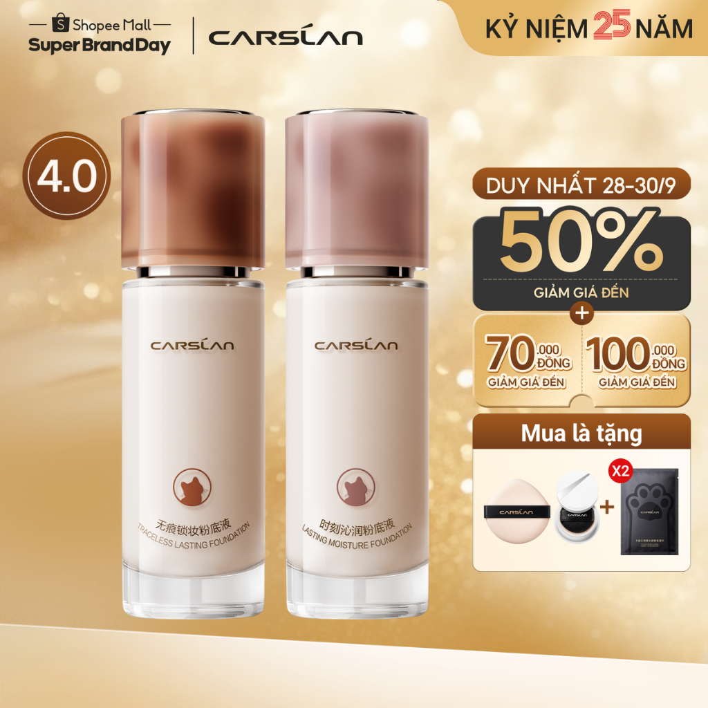 Kem nền CARSLAN dạng lỏng kiềm dầu lâu trôi chống thấm nước suốt 24h 30g