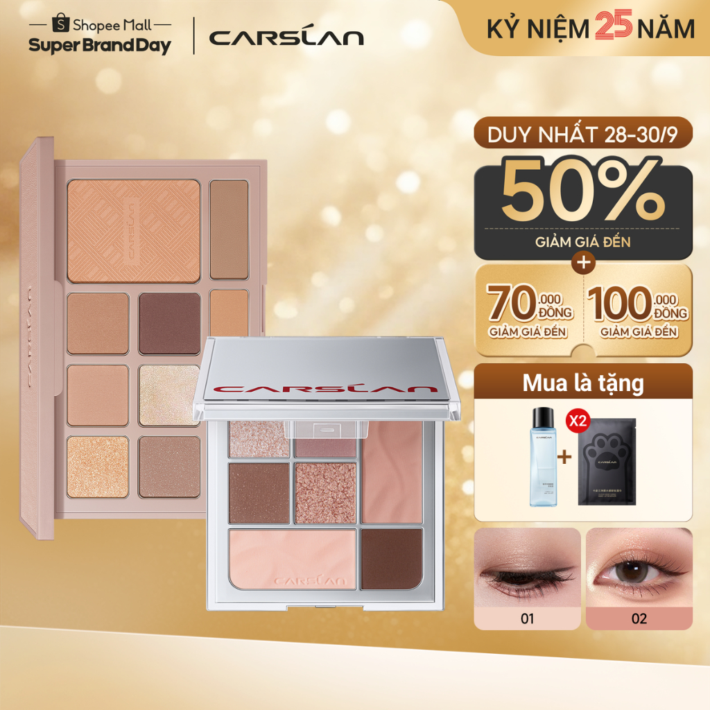 Bảng Phấn Mắt Carslan 10 Màu Trang Điểm Đa Chức Năng Phấn Má Hồng Phấn Bắt Sáng Tạo Khối Người mới bắt đầu phải mua 12g