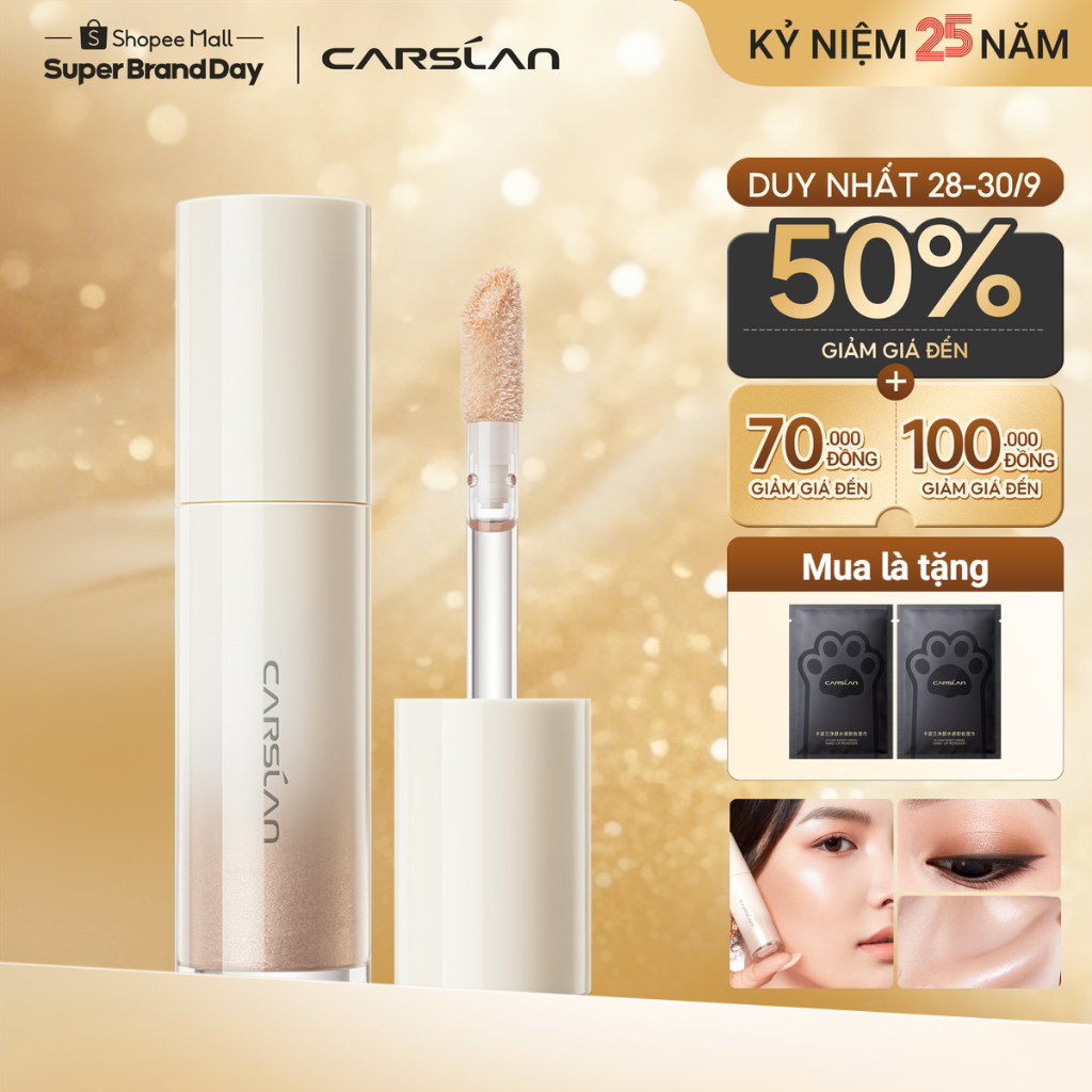 Kem highlight dạng lỏng Carslan 3D Bắt Sáng Glitter Shimmer Face 15g
