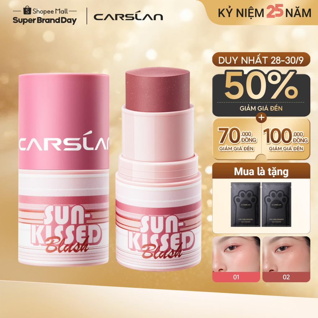 Kem má hồng Sun-Kissed Carslan Dạng Thỏi đa Năng Thành Phần Thiên Nhiên 6g