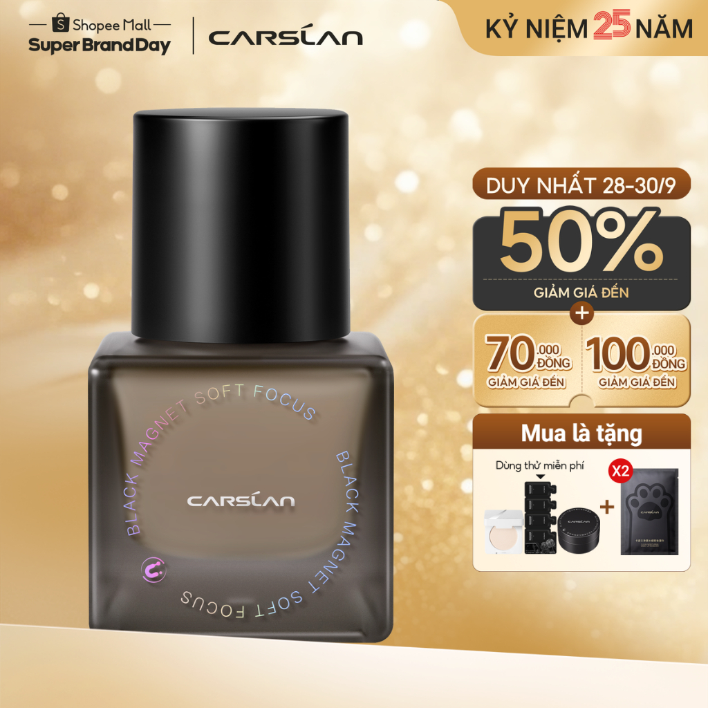 Kem nền Carslan Black Magnet Kháng nước mồ hôi Như da trần Bám nền Bền màu suốt 24H 30g