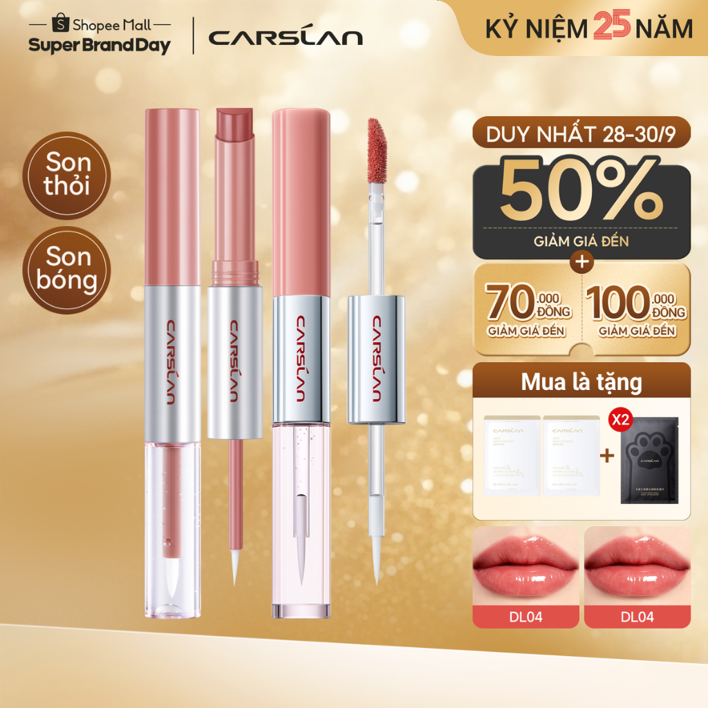 Son môi phủ hai đầu Carslan 24H khóa màu 16H ẩm mượt 1 màu 2 kiểu 4 in 1 6.3g