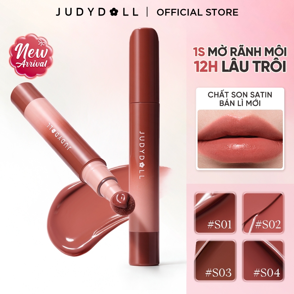[Mới] Son Đầu Bông JUDYDOLL Satin Lip Cream Son Kem Mịn lì Mờ vân môi Chuẩn màu 2.6ml