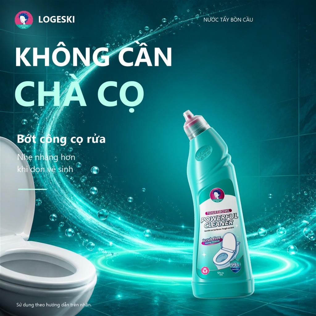 Nước Tẩy Bồn Cầu LOGESKI Không Cần Chà Cọ Bớt Công Cọ Rửa Giữ Bồn Cầu Sạch Sẽ