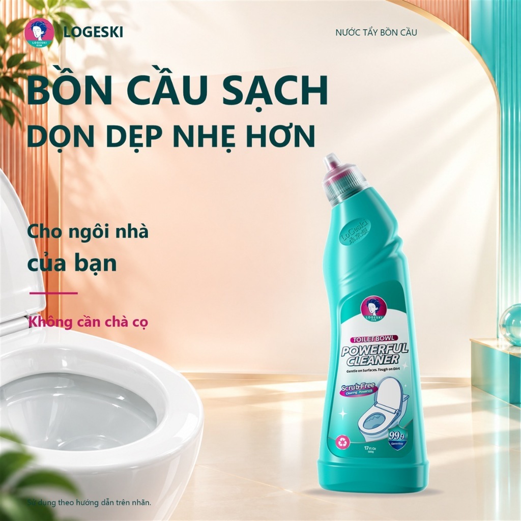 Nước Tẩy Bồn Cầu LOGESKI Đánh Bay Vết Ố Vàng Và Cặn Bẩn Cứng Đầu Không Cần Chà Cọ Hỗ Trợ Khử Mùi Hôi