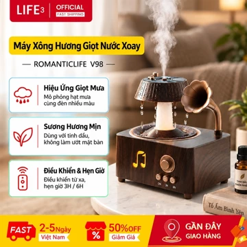 3Life Máy Xông Tinh Dầu V98 Mô Phỏng Hạt Mưa Đèn 7 Màu Hẹn Giờ 2 Mức Aroma Diffuser Máy Phun Tinh Dầu Thơm Phòng Máy Khuếch Tán Tinh Dầu