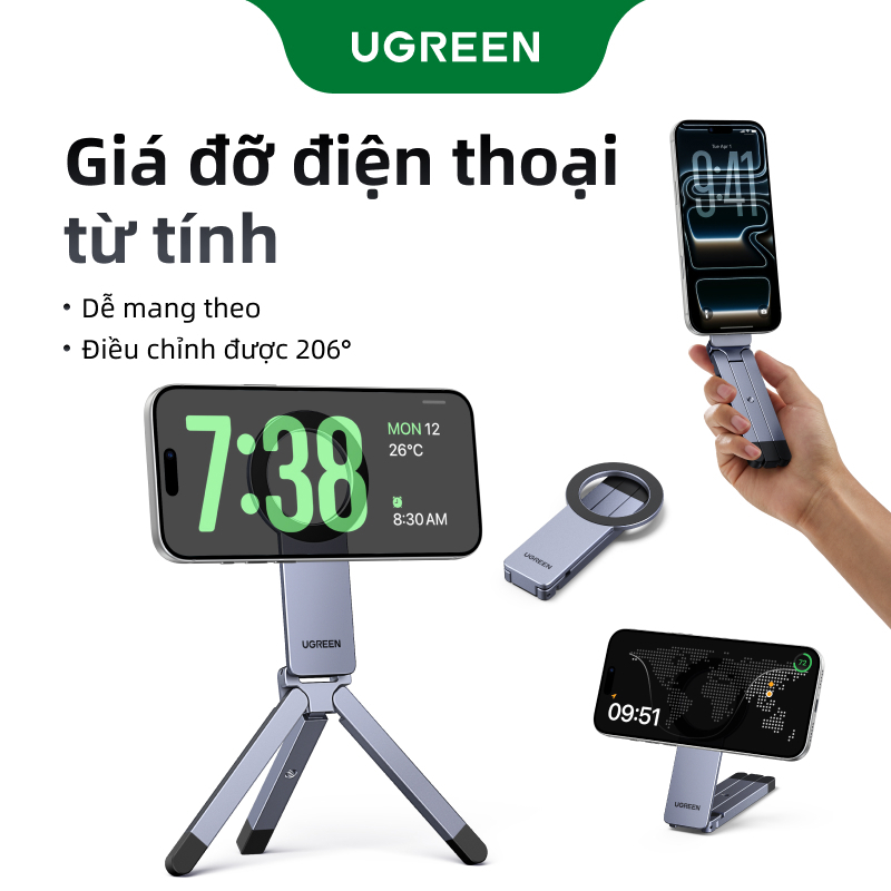 Giá đỡ điện thoại từ tính bỏ túi UGREEN Dễ Mang Theo Mount Magsafe Chân máy từ tính Thích hợp cho vlog / Chụp ảnh / Chuyến đi công tác / Cuộc họp trực tuyến