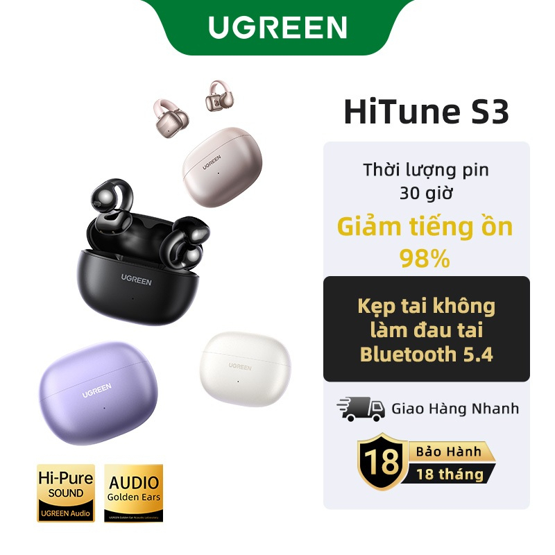 HiTune S3 Tai Nghe Không Dây Thật Tai Kẹp Bluetooth5.4 UGREEN , Tai Nghe Nhét Âm Thanh Mở , Thời Lượng Pin 30 giờ, IPX5