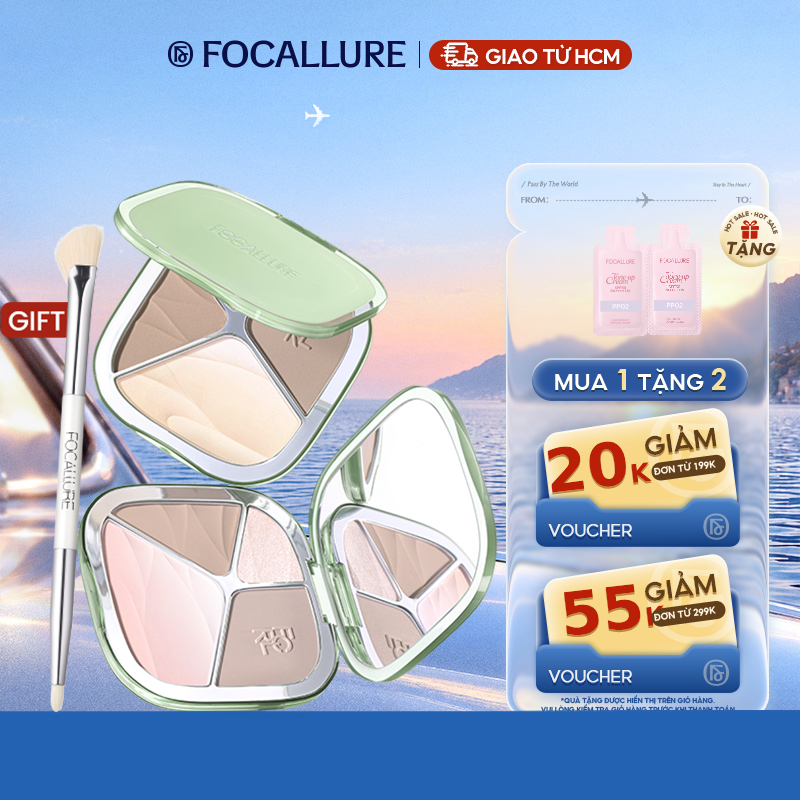 Bảng tô sáng Gradient FOCALLURE với 5 sắc thái nổi bật và đường viền tự nhiên