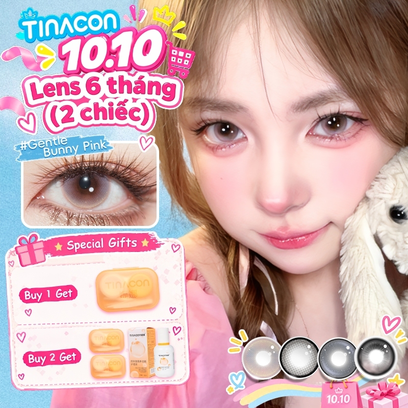 【HOT SALE】Kính áp tròng TINACON 1 cặp lens cận lens mắt mềm màu hồng Thích hợp cho đường kính trang điểm 14,2mm Sử dụng trong 6 tháng