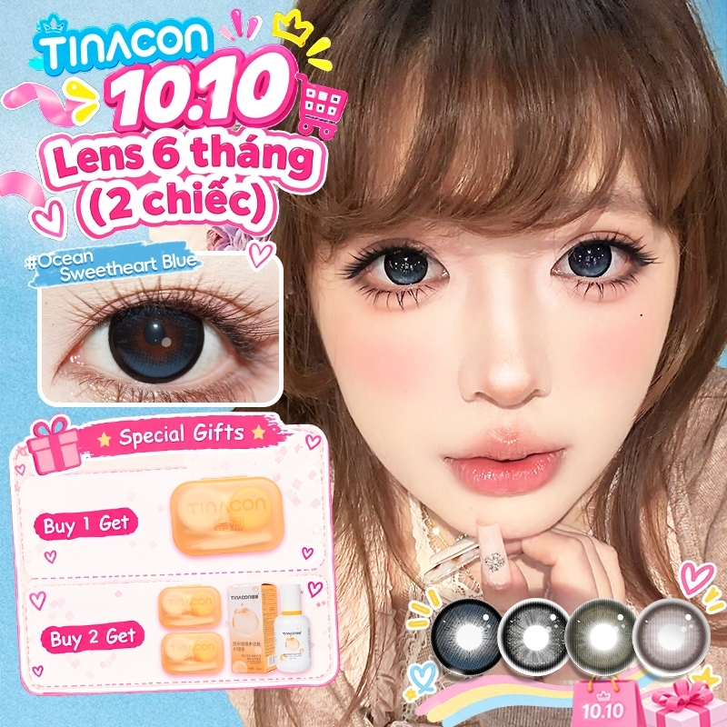 Kính áp tròng TINACON nhiều màu hiệu ứng Tây, 1 cặp 6 tháng, mắt to DIA14.5mm, hàng chính hãng, lens cận thị mềm mại có độ (0-8.0), hot trend