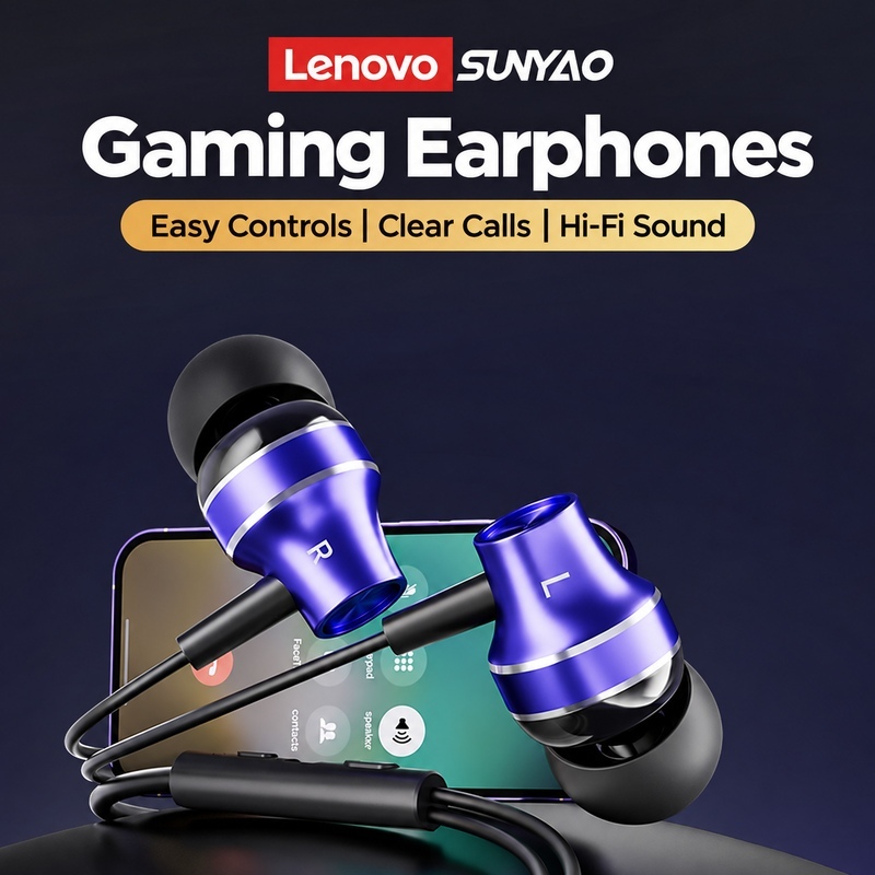 Tai nghe Lenovo Sunyao YF42 Type-C Tai nghe có dây HiFi kim loại có độ trễ thấp 360° Âm thanh vòm có Mic khử tiếng ồn | BigBuy360 - bigbuy360.vn