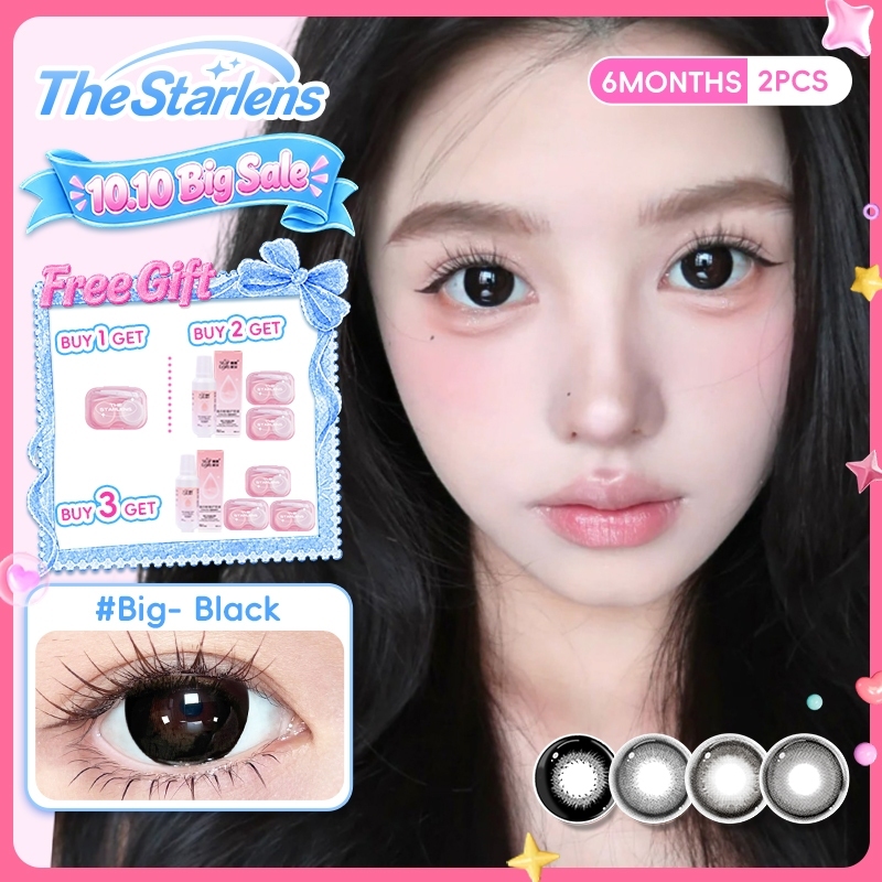 Kính áp tròng Starlens, 1 cặp 6 tháng, DIA14.-14.5mm, mắt búp bê, có độ (0-8), kính áp tròng màu đen lớn