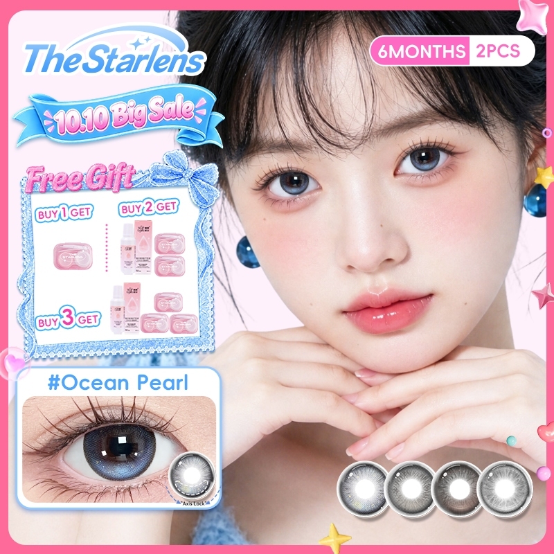 Kính áp tròng Starlens Lens khóa trục 1 Cặp lens Highlight contact lens tròng kính mềm cho mắt to DIA14.5mm 6 tháng có độ (0-8) Highlight All-Day Stability