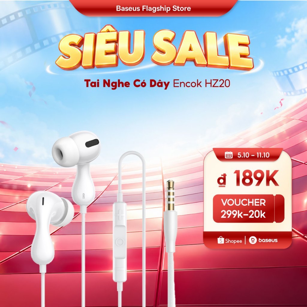 Tai nghe có dây trong tai Baseus Encok CZ20 / HZ20 Jack Type-C có Mic