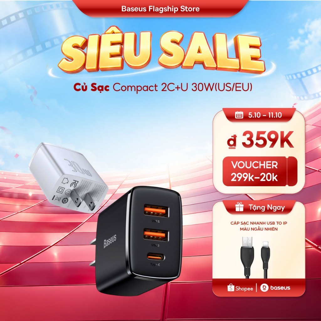 Baseus Bộ Sạc Nhanh 30w pd Cổng usb type c