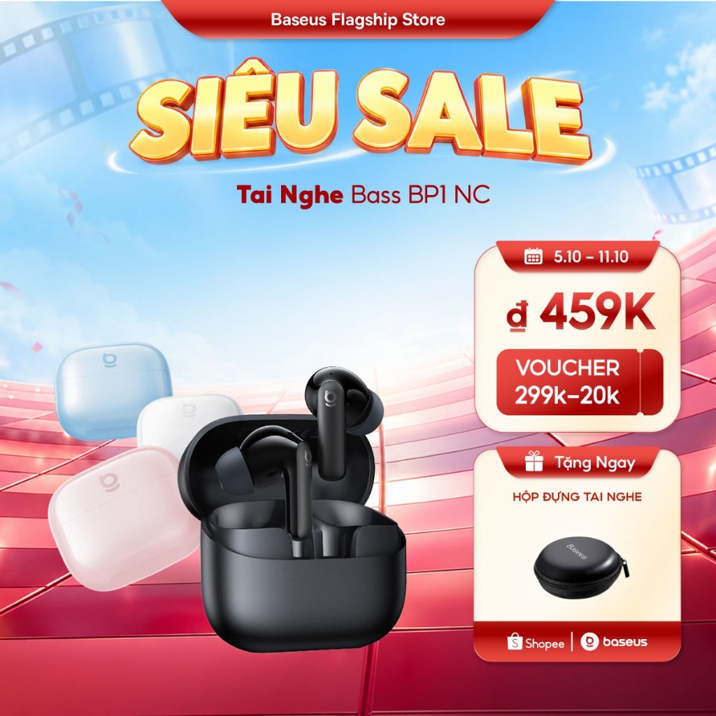 [Hàng mới về] Tai nghe chống ồn Baseus Bass BP1 NC Super Bass Bluetooth 6.0 41H Tuổi thọ pin dài
