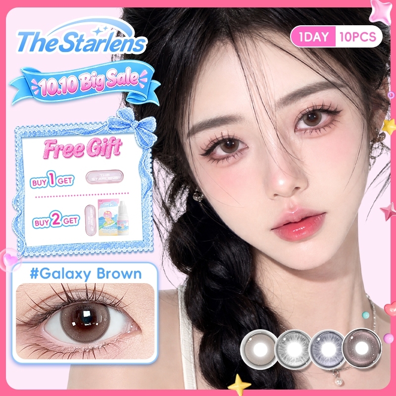 Kính áp tròng Starlens 10 chiếc màu nâu / xám / tím / đen mỹ phẩm 1 ngày sử dụng Grade0.0-8.0 DIA14.5