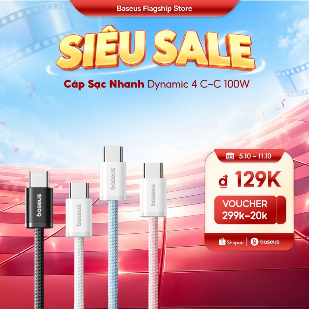Cáp Baseus 100W PD USB C sang USB Type C cho Macbook Pro iPad Xiaomi Samsung