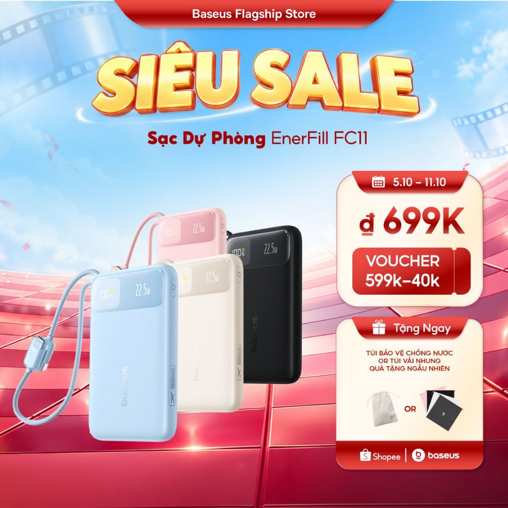 【Pin Sạc Dự Phòng Có Thể Đặt Hàng】BaseusSạc Dự Phòng EnerFill FC11 22.5W Power Bank Sạc nhanh 10000mAh / 20000mAh
