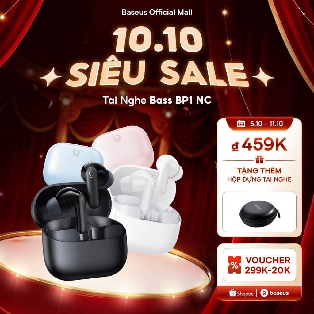 [Hàng mới về] Tai nghe chống ồn Baseus Bass BP1 NC Super Bass Bluetooth 6.0 41H Tuổi thọ pin dài