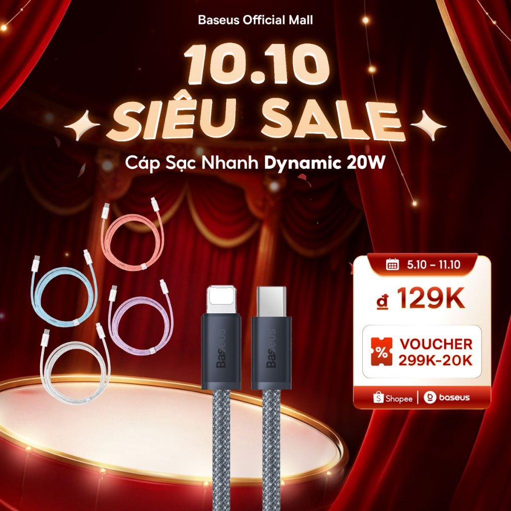 Dây Cáp Baseus PD 20W Nối Đầu USB-C Sang Đầu L Sạc Nhanh Hỗ Trợ Truyền Dữ Liệu 480Mbps
