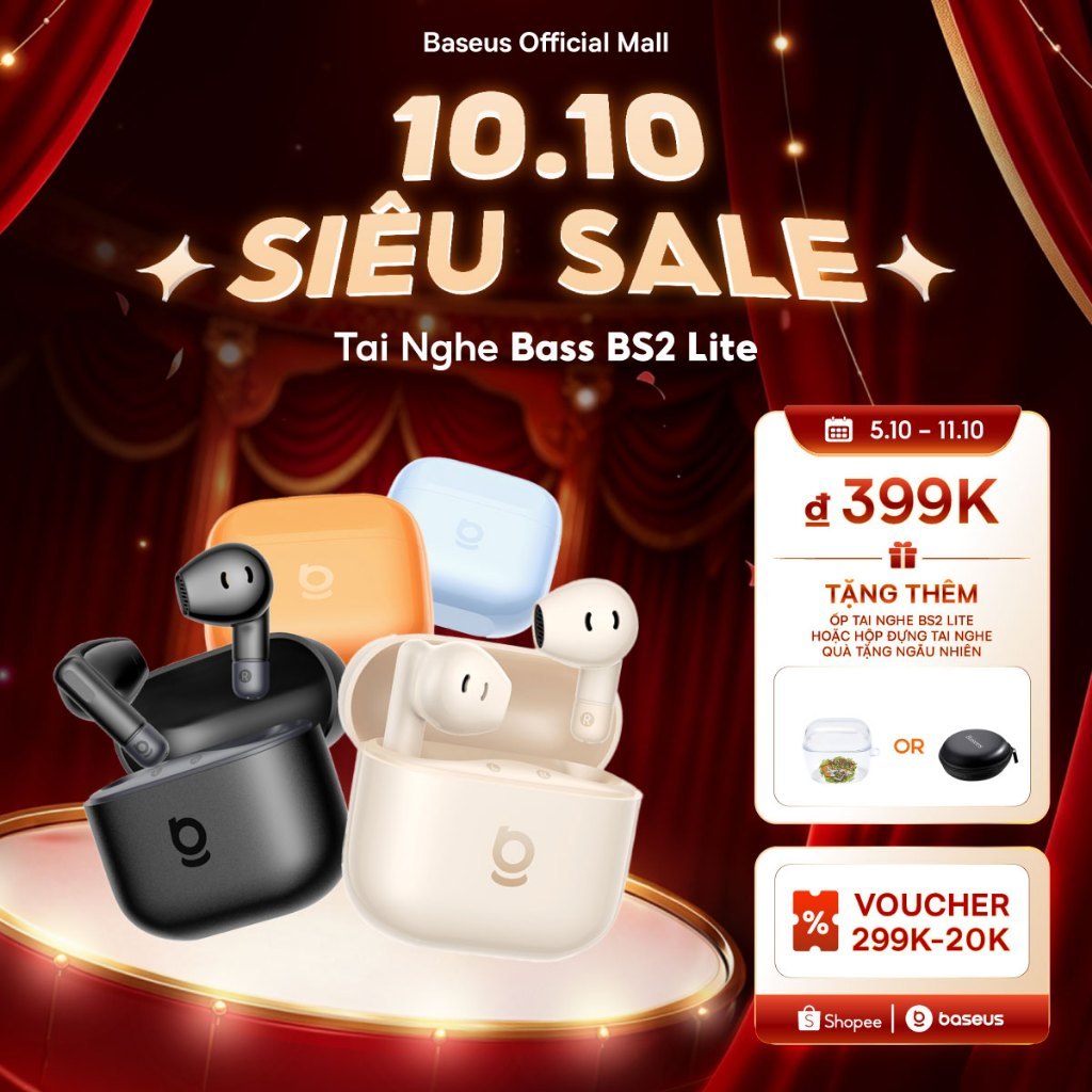 Tai Nghe Bass BS2 Lite Baseus Tăng cường âm trầm 40 giờ sử dụng khi dùng cùng hộp sạc Đàm thoại rõ nét với micro kép Al Bluetooth 6.0 | BigBuy360 - bigbuy360.vn