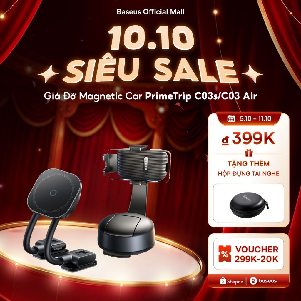 Giá Đỡ Magnetic Car PrimeTrip C03s/C03 Baseus Lực Hút Từ Tính 20N Mạnh Mẽ, Giữ Chắc Ổn Định Thiết Kế Hai Tay Đòn Phù Hợp Nhiều Tình Huống