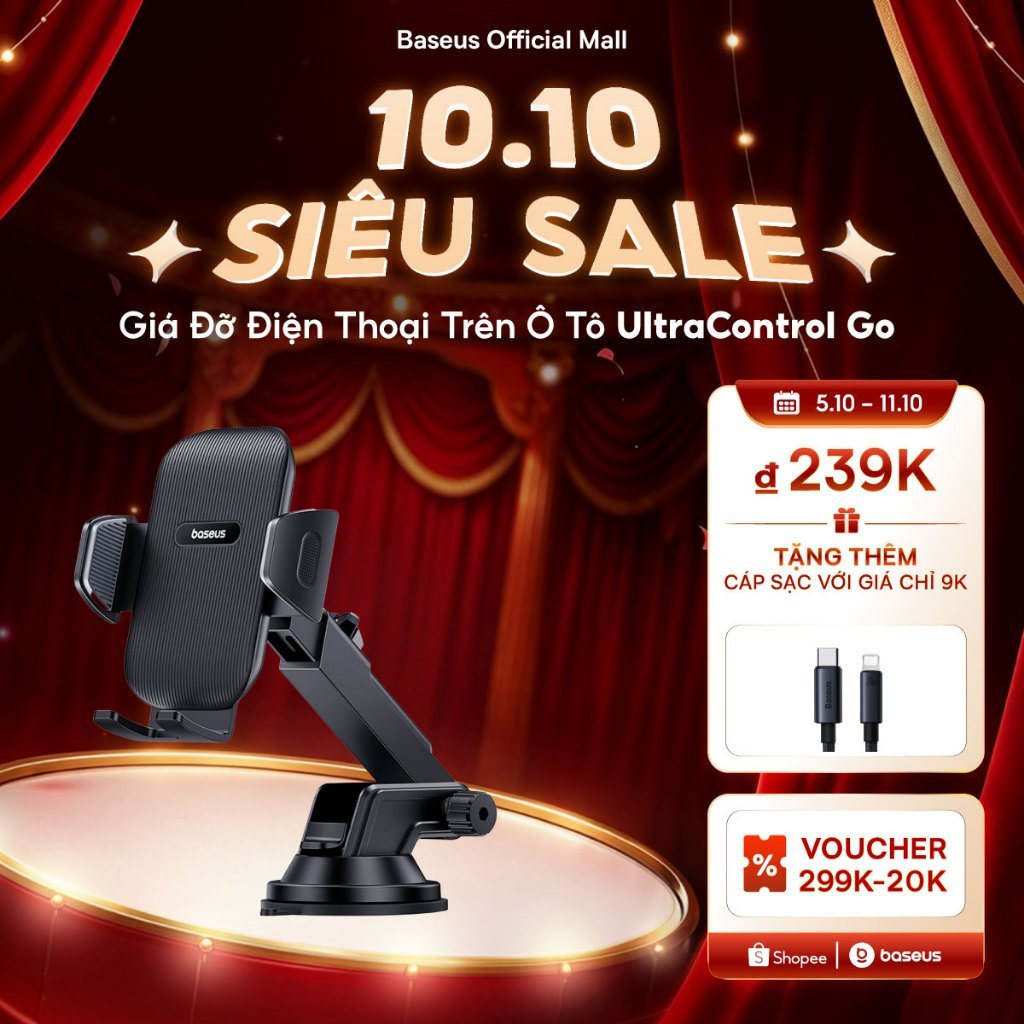 Giá đỡ điện thoại BASEUS có giác hút gắn kính chắn gió xe hơi thích hợp cho Phone Xiaomi Huawei Samsung Oppo