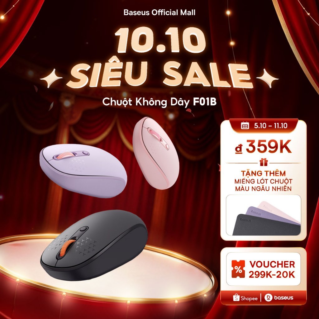 Chuột Không Dây F01B Baseus Thiết Kế Ôm Tay, Nhỏ Gọn Tinh Tế Kết Nối Ba Chế Độ Nhẹ Và Nhỏ Gọn
