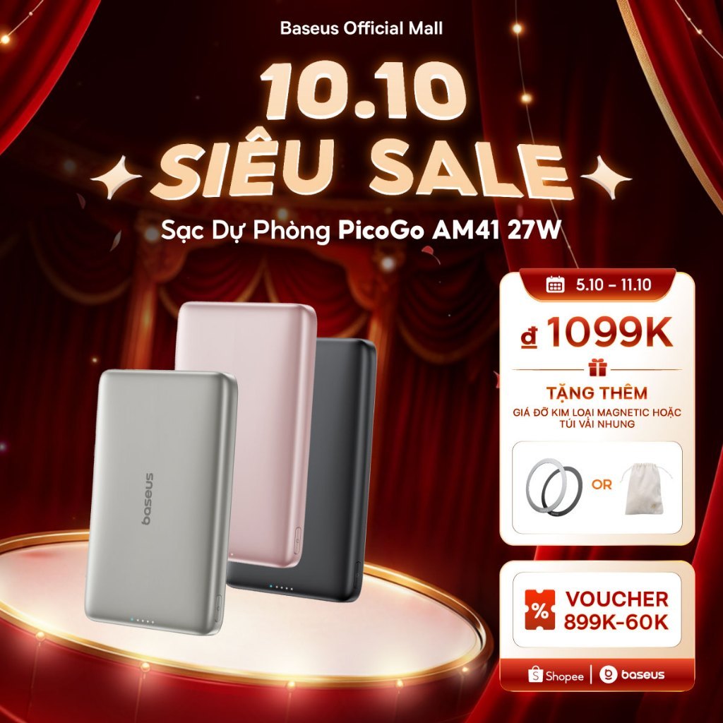 Sạc Dự Phòng PicoGo AM41 27W Baseus Thiết Kế Siêu Mỏng từ tính  5000mAh 10000mAh