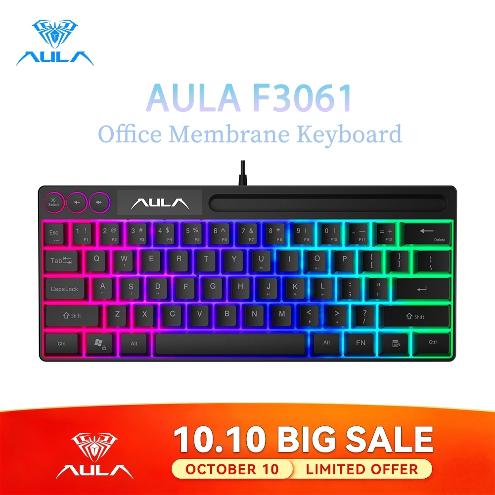 Bàn phím chơi game AULA F3061 có dây 61 phím RGB giao diện USB kết nối máy tính/notebook/điện thoại tiết kiệm không gian | BigBuy360 - bigbuy360.vn