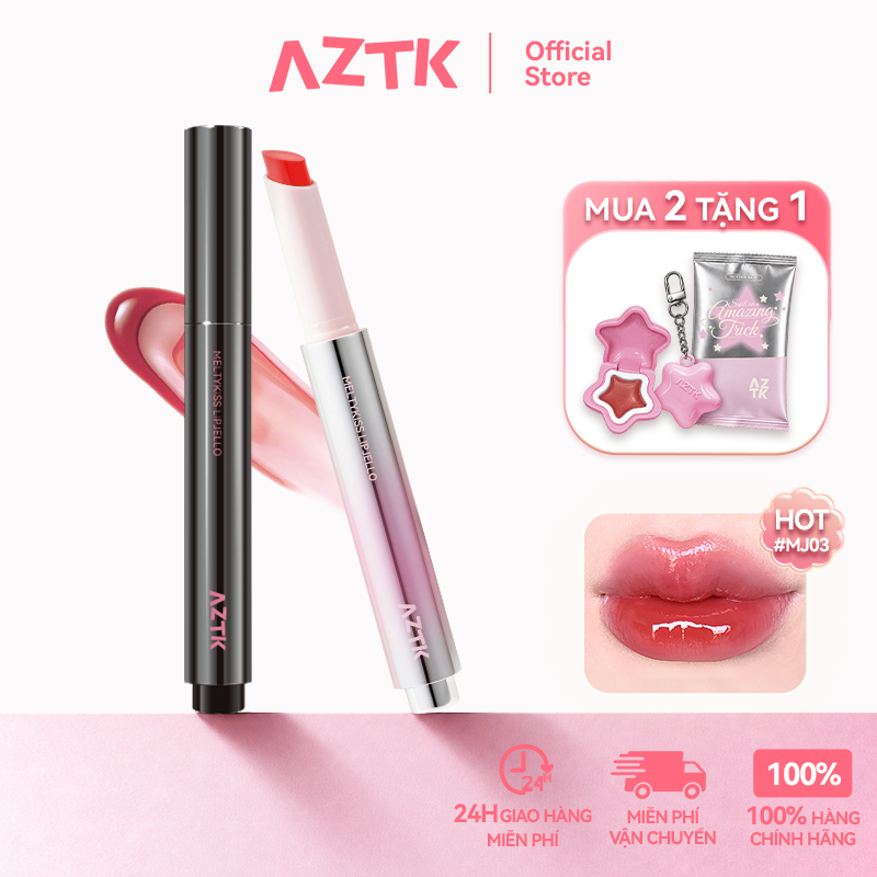 AZTK Son Thỏi Bóng Căng Bóng Mềm Môi Ẩm Mượt Tự Nhiên Màu Đẹp 1.9g