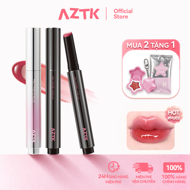 AZTK Son Thỏi Bóng Căng Bóng Mềm Môi Ẩm Mượt Tự Nhiên Màu Đẹp 1.9g