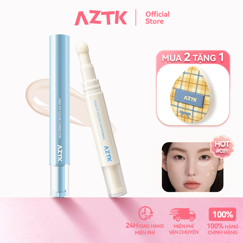 AZTK Kem Che Khuyết Điểm Concealer Tự Nhiên Lâu Trôi Mịn Đẹp Không Cộm 4.6g