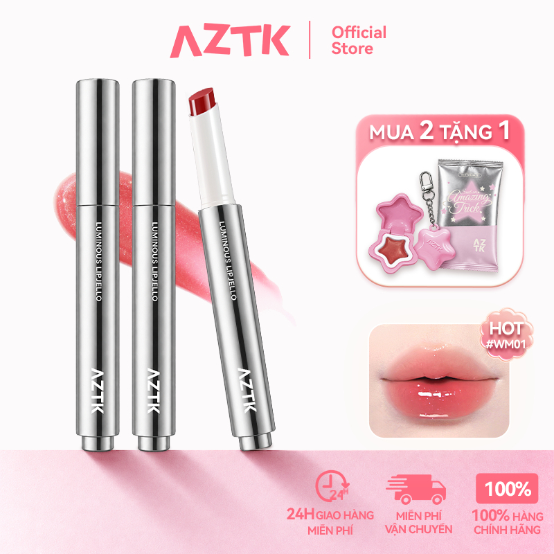 AZTK Son Thỏi Bóng Căng Bóng Mềm Môi Ẩm Mượt Tự Nhiên Màu Đẹp 1.9g