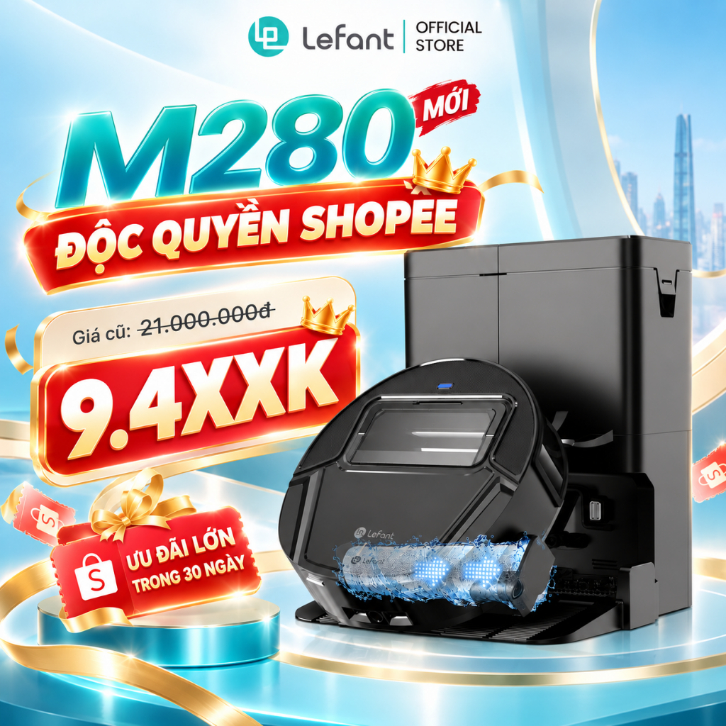 【Ra mắt 10.15】【New】Lefant M280 Robot hút bụi Lực hút 18000Pa Không dùng túi bụi Thân thiện với môi trường