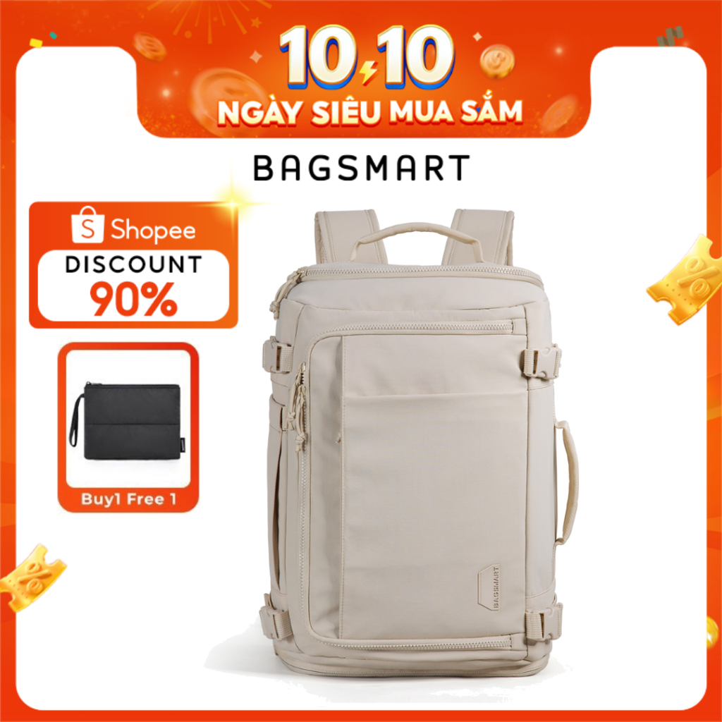 BAGSMART Ba lô du lịch hè 28-38L Ba lô đựng máy tính xách tay 15,6 inch có thể mở rộng Ba lô chống nước Túi Duffel để đi du lịch, đi làm, đi học Unisex