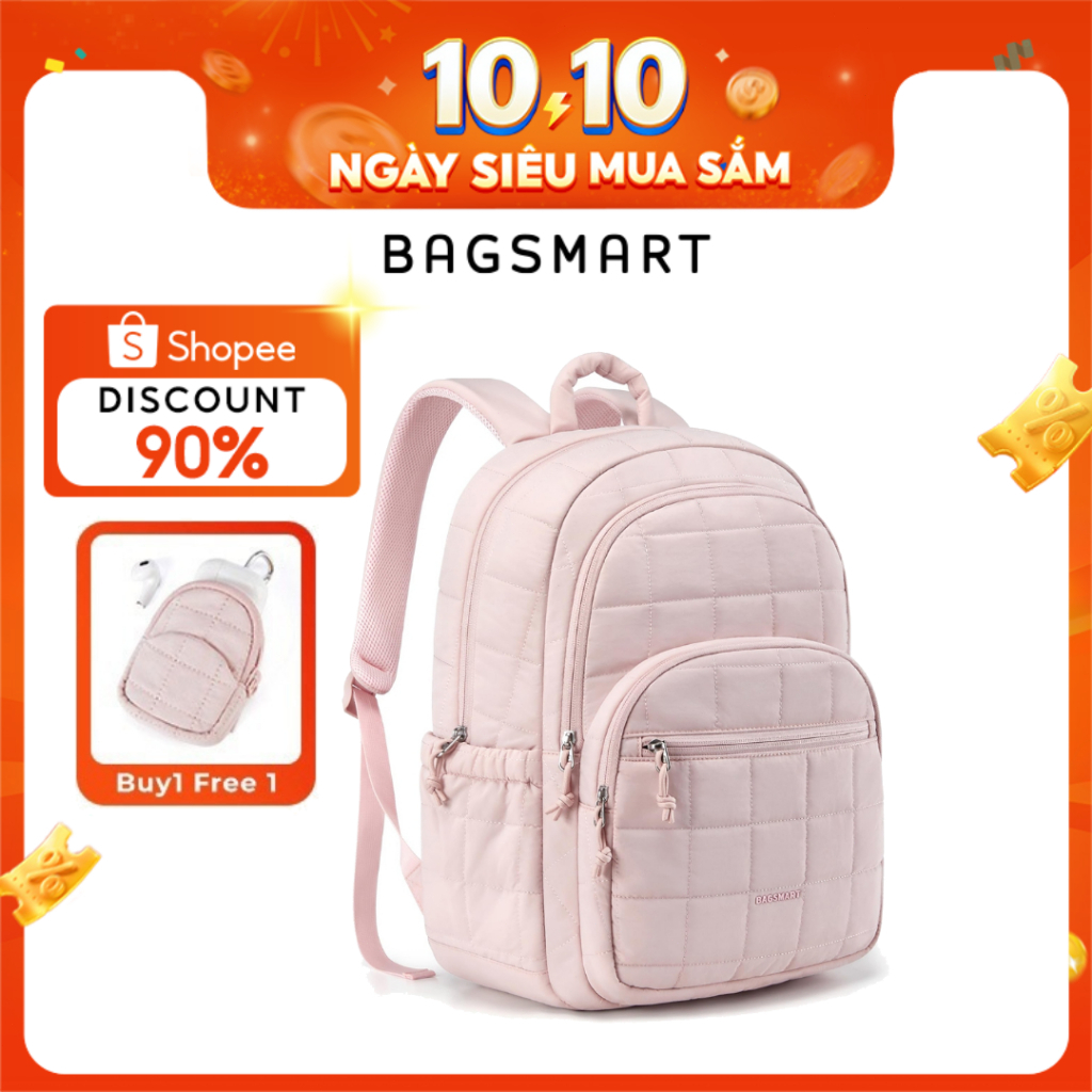BAGSMART Ba Lô Laptop Nữ Beg Sekolah Du Lịch Đi Học Bagpack Túi Laptop 15.6 Inch Đại Học