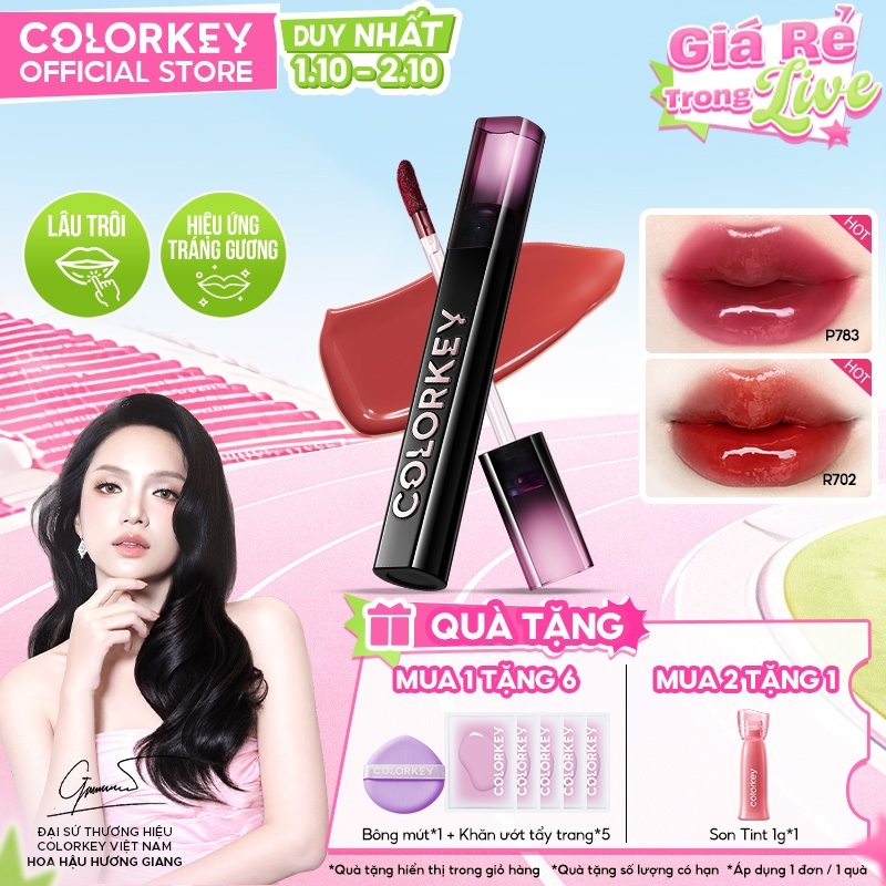 Son Bóng COLORKEY, Gương Bóng Căng Mọng, Lâu Trôi, Son môi bóng 2.5g