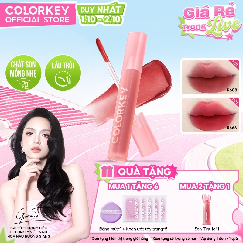 Son Kem Nhung Lì COLORKEY Velvet, Bền Màu Dễ Tán, Nhẹ Môi 2.5g