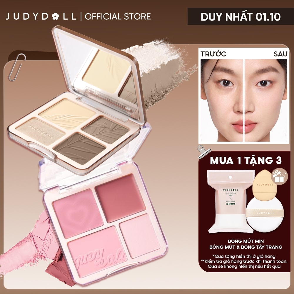 Bảng Phấn Tạo Khối Bắt Sáng 4 Ô JUDYDOLL Highlight & Contour Palette +  Bảng Má Hồng & Bắt Sáng 4 Ô JUDYDOLL Highlight & Blush Palette 9g | BigBuy360 - bigbuy360.vn