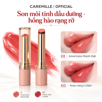 [CÓ HỎA TỐC] Son Môi CAREMILLE Tinh Dầu Dưỡng Ẩm Cho Môi Mềm Mượt, Chất Son Nhẹ Môi, Lên Màu Chuẩn Và Bền Màu Lâu Trôi
