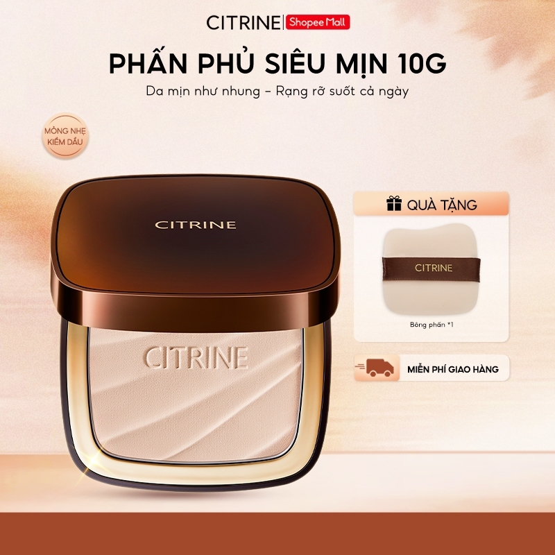 Phấn Phủ Nén Mắt Mèo - CITRINE - 10G Kiềm Dầu, Mịn Lì, Chống Nước, Sang Trọng, Lành Tính