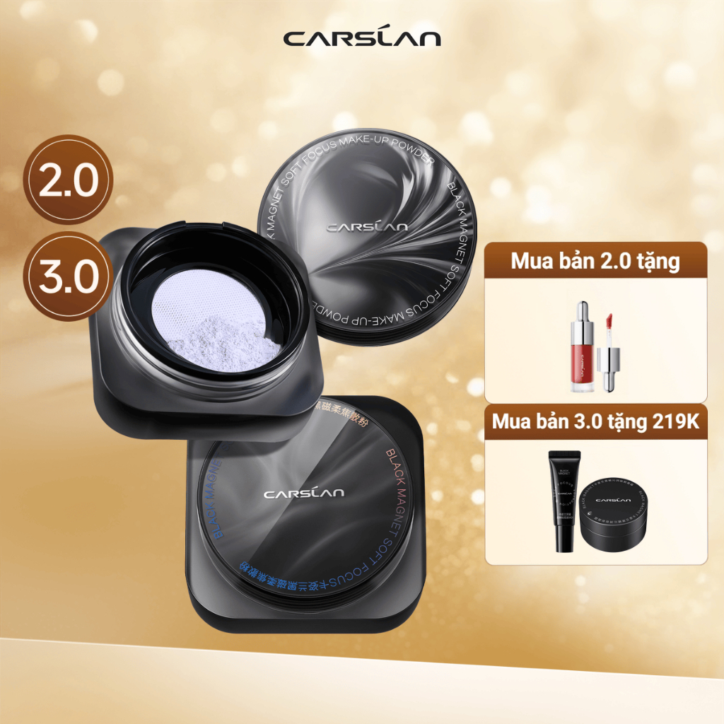 Phấn phủ bột Black Magnet 2.0&3.0 kiềm soát dầu suốt ngày dài nam châm màu đen Carslan 8g