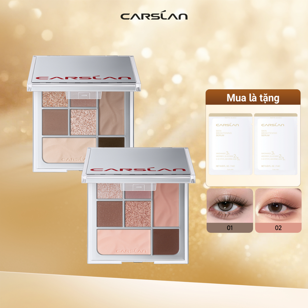 Phấn mắt Carslan Carmen 7 màu một bảng phấn lên màu chuẩn tự nhiên bám màu suốt 12H 9g