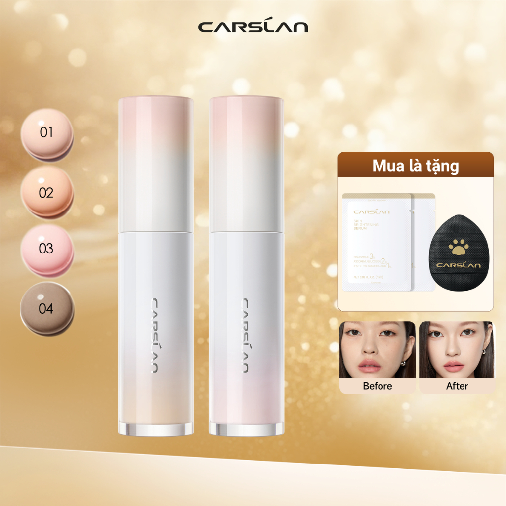 Kem tạo khối 3D Carslan che khuyết điểm bắt sáng tạo khối bám da không xuống tông ẩm mịn không khô da 24H 5g