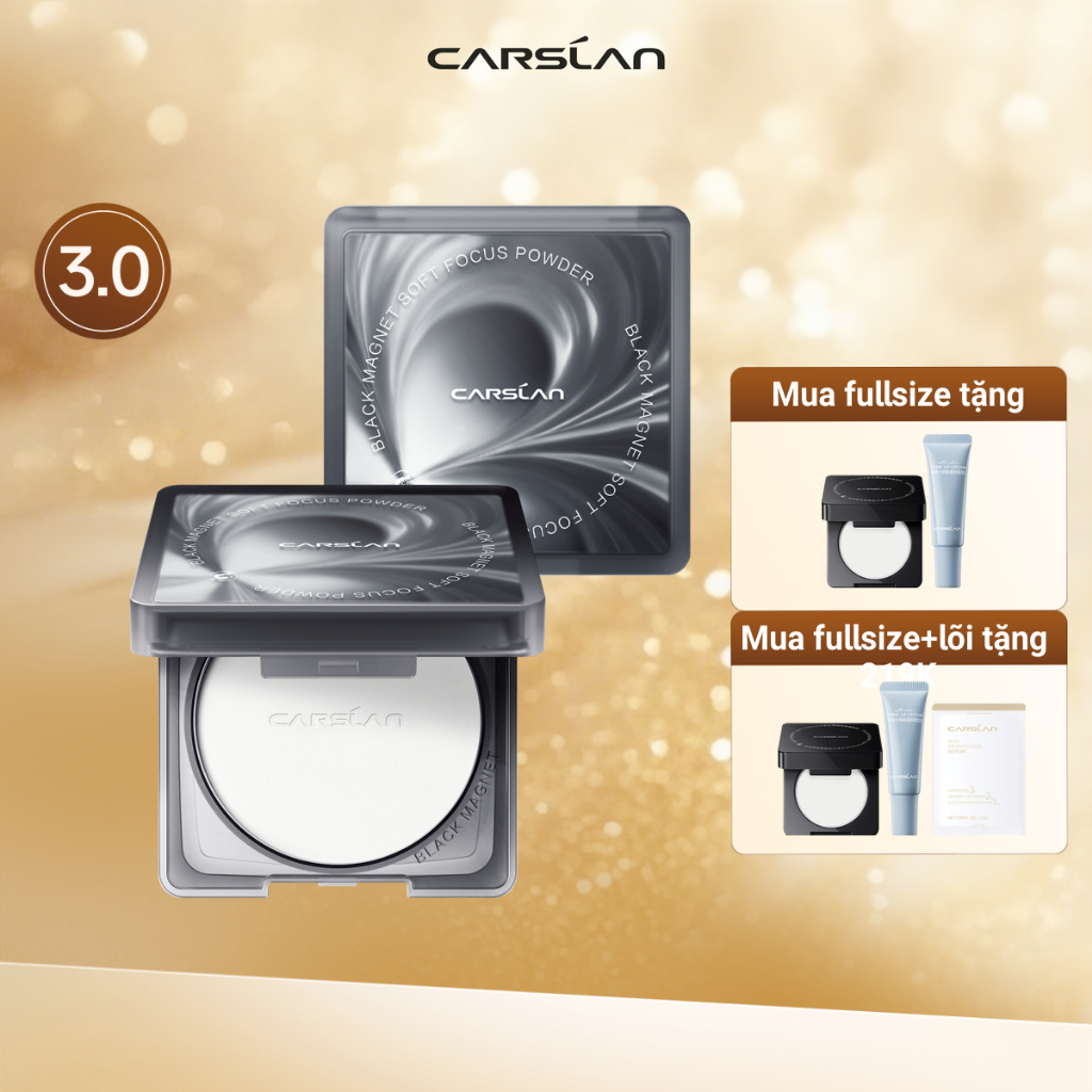 Phấn nén Carslan Black Magnet 3.0 kiềm dầu phù hợp da dầu da hỗn hợp 8g